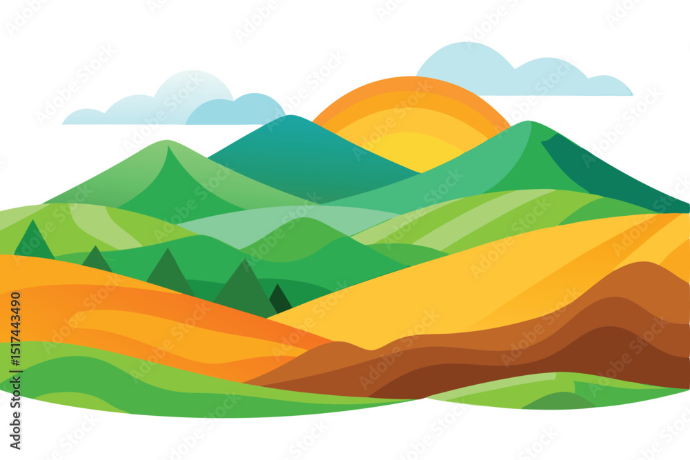 Obraz premium Gradient landscape hill