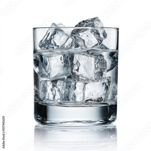 Clear glass tumbler filled with ice cubes (1)