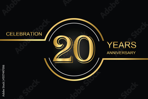 Luxury 20th anniversary celebration design with gold text on a dark background. Perfect for elegant event invitations, milestone banners, or corporate anniversary templates.