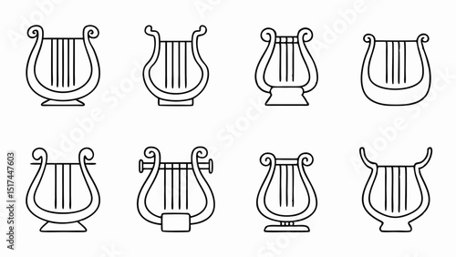 Echoes of Ancient Harmony A Collection of Lyre Sketches Symbols of Music Art and Poetic Inspiration