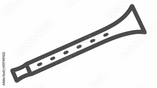 A simplified clarinet illustration depicting a wind instrument used in a band with gray lines and