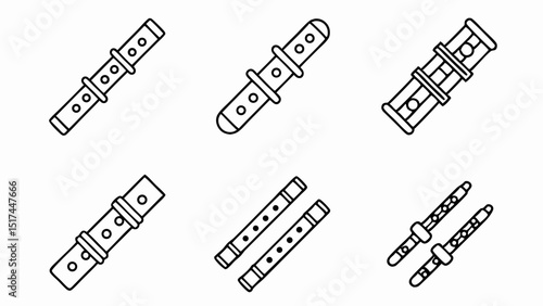 A collection of simple line art recorder illustrations displaying varied designs and details in
