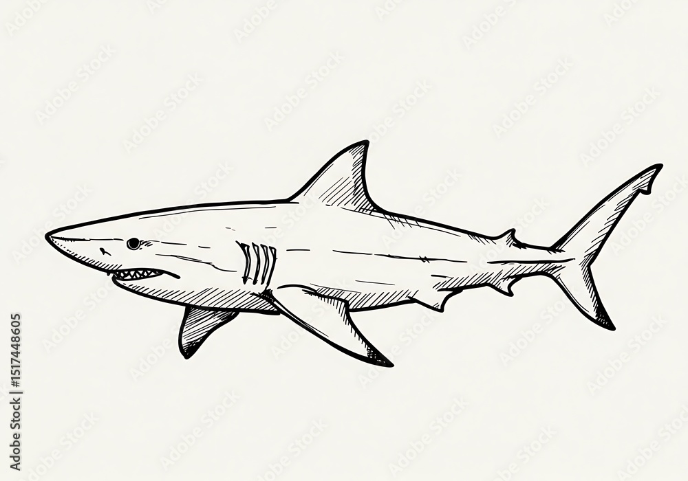 Obraz premium 鉛筆の躍動 サメの肖像