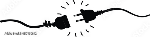 Electric socket with a plug. Concept of 404 error connection. Electric plug icon and outlet socket unplugged. cable of energy disconnect 