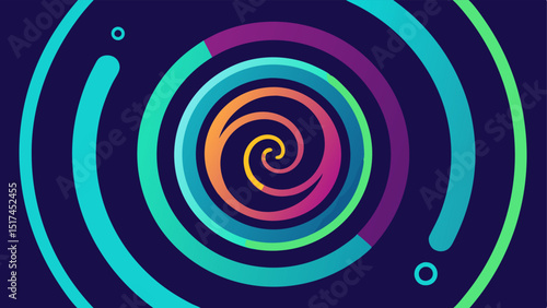Circular Whirl A circular motion effect with percentage signs spiraling inward each in a unique neon shade giving a sense of energy and excitement.
