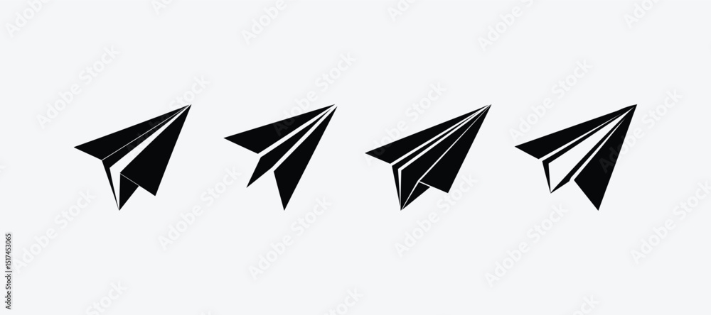 Fototapeta premium Modern Paper Airplane Silhouette Pack Design, Vector Stylish