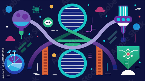 Future Vision An artistic representation of futuristic genetic technology such as holographic DNA models and advanced interfaces showcasing the possibilities of gene editing