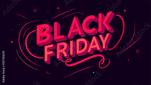 Animated Neon Glow Text reading Black Friday Sale in a swirling neon red giving an animated feel with a contrasting dark backdrop.