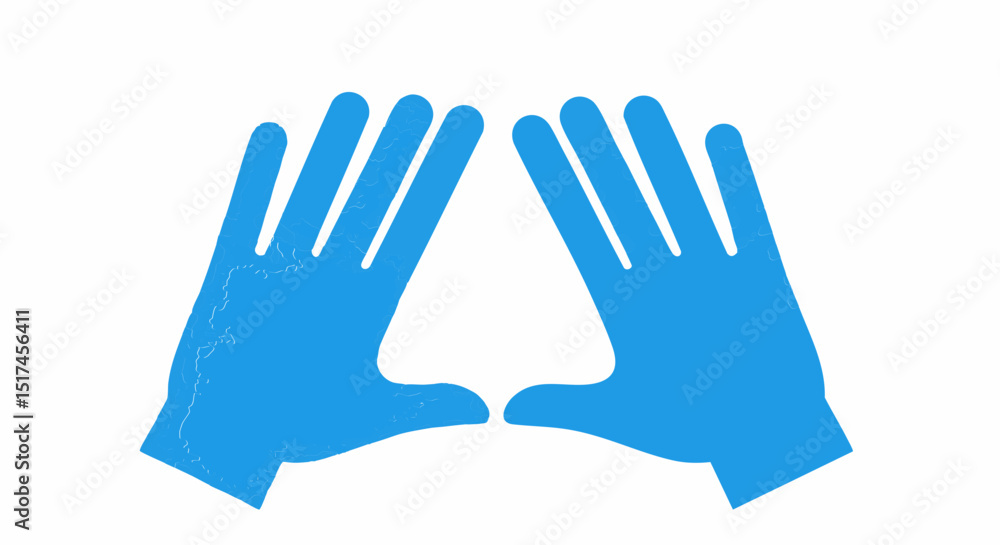 Fototapeta premium Equal rights movement illustration of two blue hands reaching upwards showing support and care graphic design vector art work