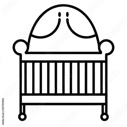 Outline icon of a baby cot 