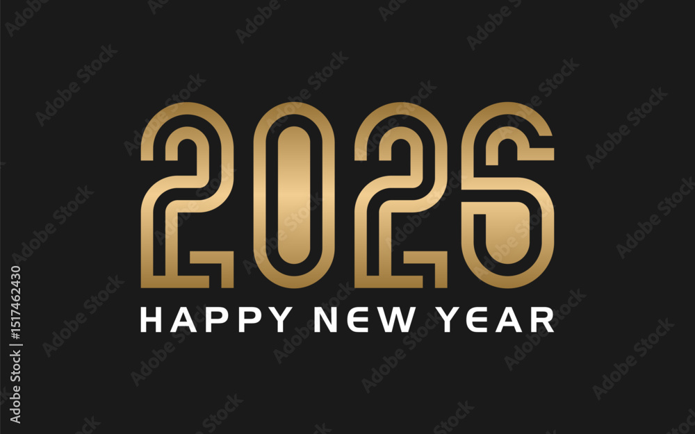 new year logo design 2026 gold color with black background, for new year celebration, event and greeting new year logo design 2026 gold color with black background, for new year celebration, event and greeting