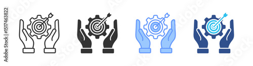 Goal Setting Multi Style Icon Set Vector 