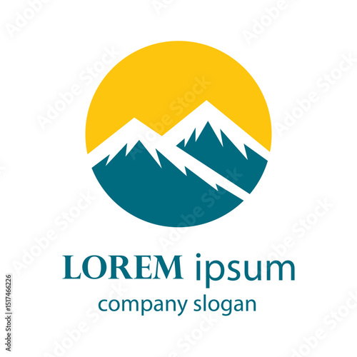 high and snowy mountain logo design