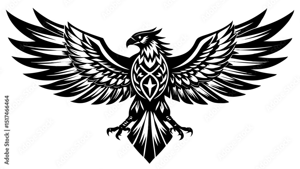 Fototapeta premium An abstract eagle emerging from the darkness symbolizing freedom and hope in monochrome sketch art