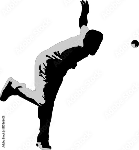 Silhouette of cricket fast bowler in action