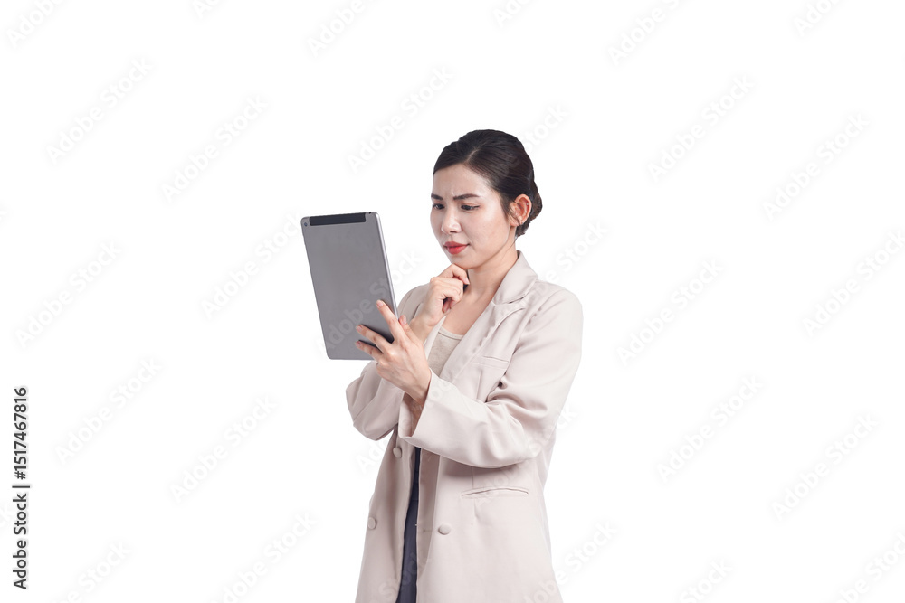 Asian young businesswoman portrait on white background
Asian young businesswoman portrait on white background