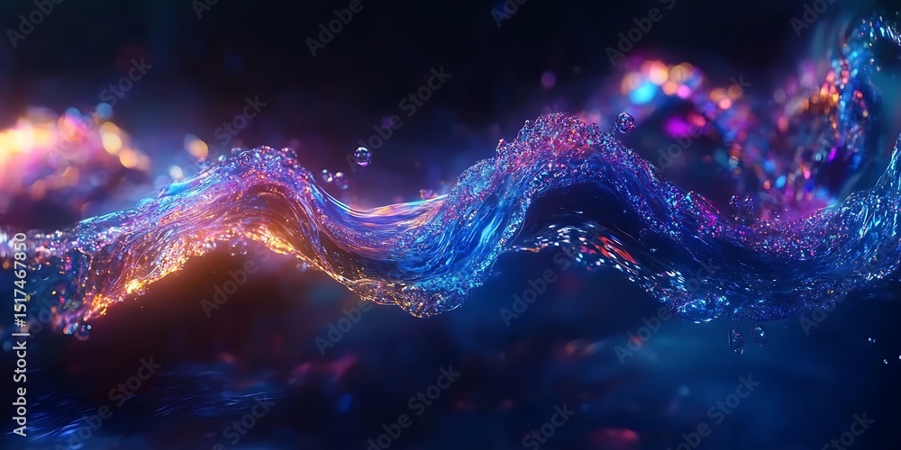 Abstract colorful liquid wave with glowing particles Abstract colorful liquid wave with glowing particles