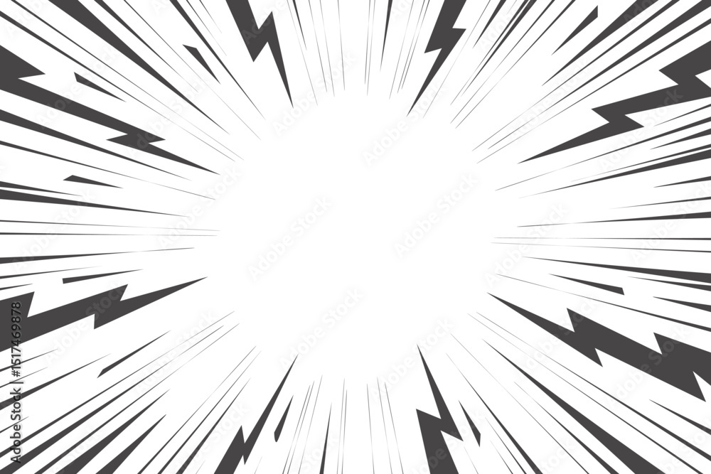 Comic book background with thunder. Pop art abstract vector backdrop with power of explosion and bolt. Manga graphic with speed lines radial rays. Striped superhero wallpaper Comic book background with thunder. Pop art abstract vector backdrop with power of explosion and bolt. Manga graphic with speed lines radial rays. Striped superhero wallpaper