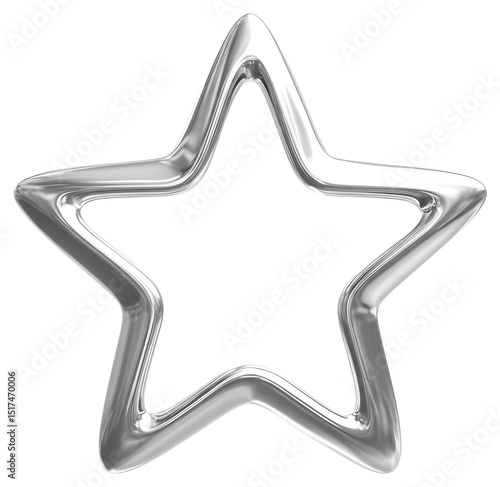 PNG gleaming silver star stands isolated on a transparent background.