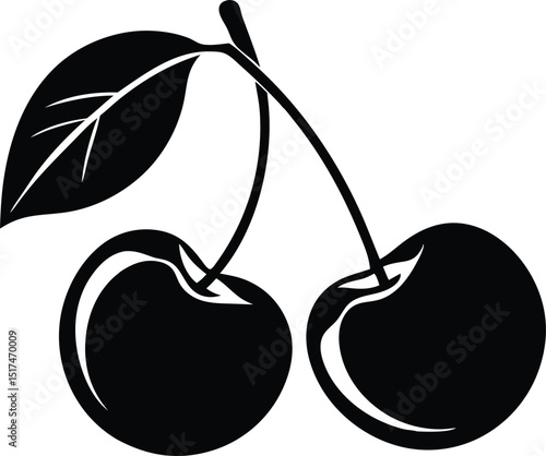 cherry fruit icon silhouette 
