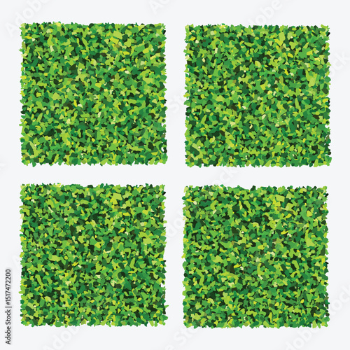 Set of green grass. Realistic green lawn pattern and texture for background. Artificial green grass carpet. Seamless texture. Vector illustration.