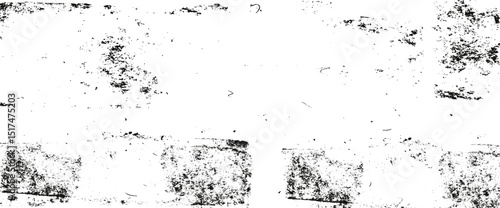 Film black and white old overlay. Distressed rough photo effect. Old filter frame. Grunge texture with dust, scratches and grit stripes. Vector transparent retro decoration.