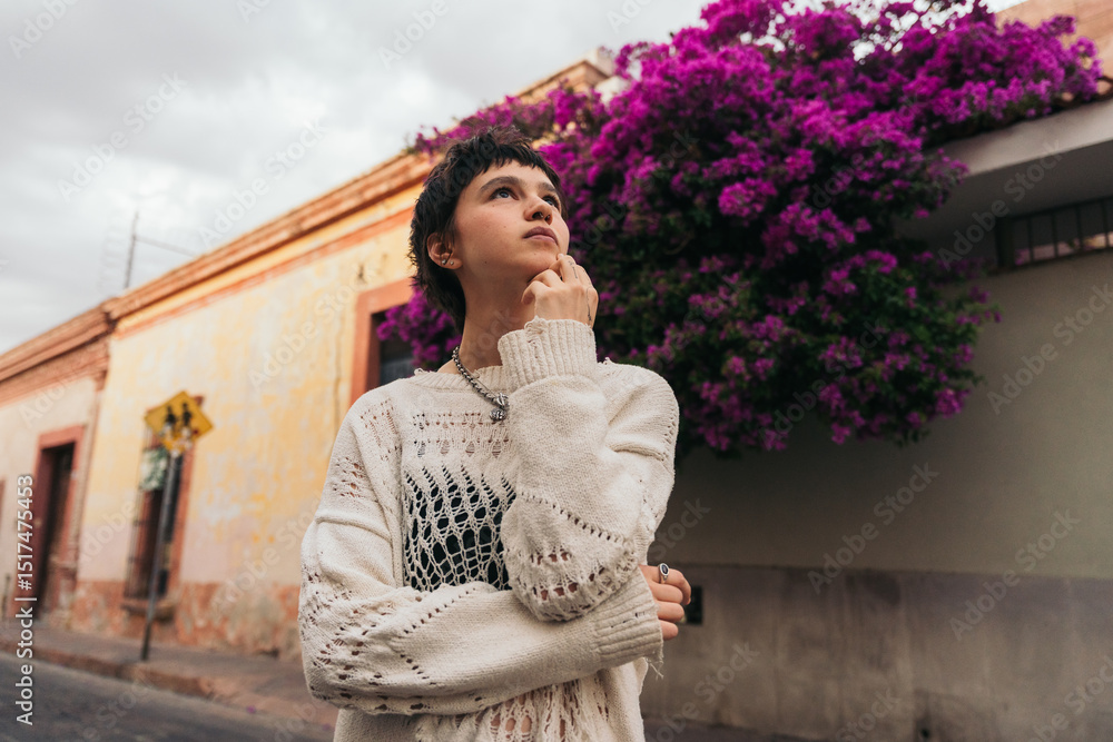Portrait of a contemplative woman in a beautiful city. Portrait of a contemplative woman in a beautiful city.