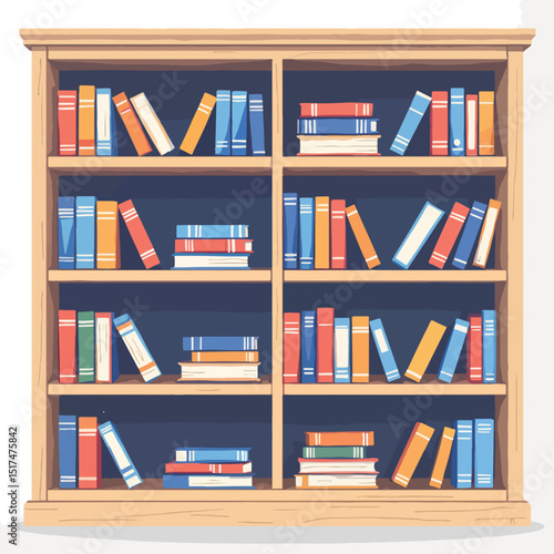 Bookshelves filled with colorful books