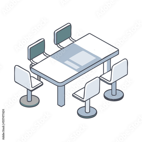Meeting table with chairs icon for business conference websites, office space blogs, corporate event planning, collaboration platforms and workplace design materials
