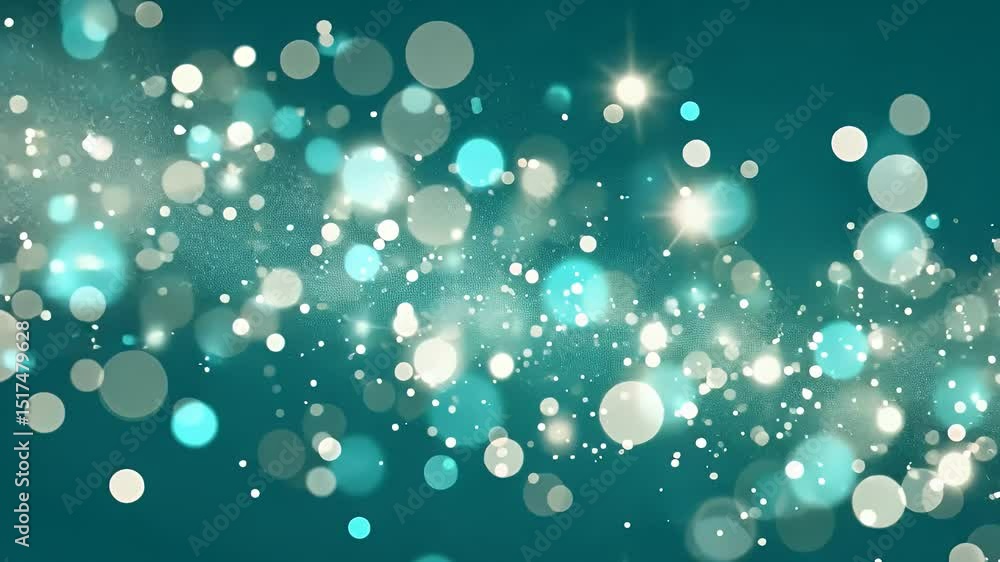 A serene abstract bokeh video background featuring teal and white shimmering lights. A serene abstract bokeh video background featuring teal and white shimmering lights.