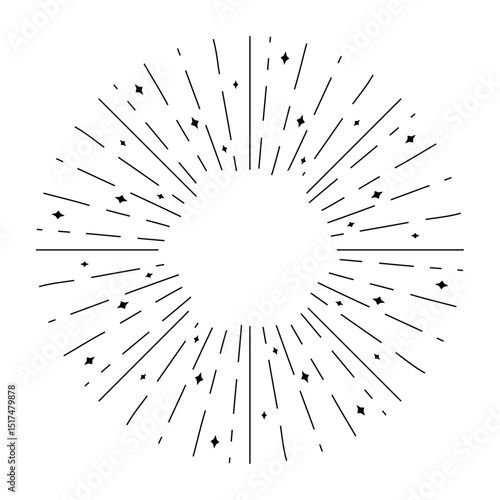 Sunburst, sun light ray, Retro starburst design background. Vector Illustration