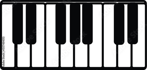 Piano keyboards Icon vector single line art, 