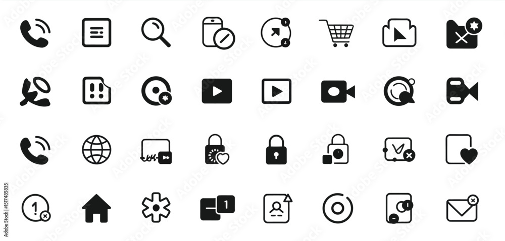 Collection of Modern Black User Interface Icons Collection of Modern Black User Interface Icons