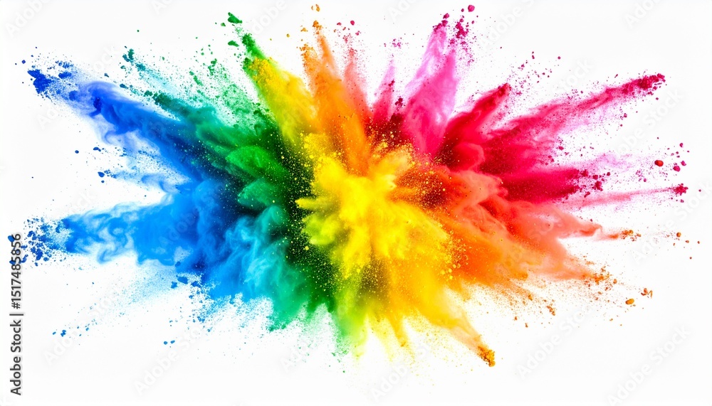 Vibrant explosion of multicolored powder in mid-air. Abstract background with dynamic color splash and energy burst. Concept of creativity, art, and celebration.. Generated image Vibrant explosion of multicolored powder in mid-air. Abstract background with dynamic color splash and energy burst. Concept of creativity, art, and celebration.. Generated image