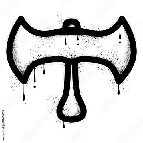 Double axe graffiti with black spray paint