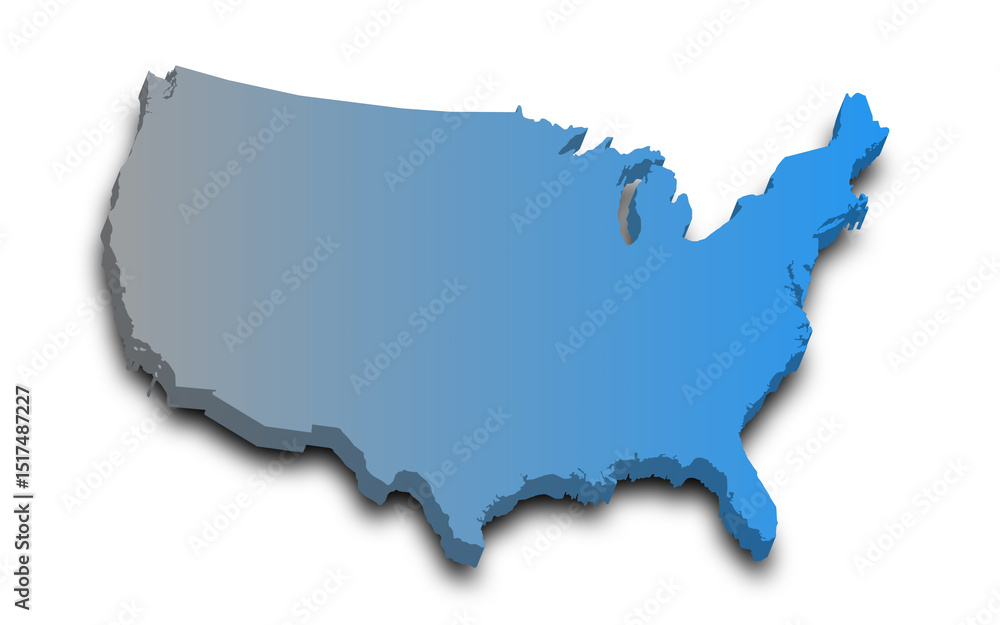 Fototapeta premium United States map, USA map, 3d Map of America country with color. United States of America, US, United States