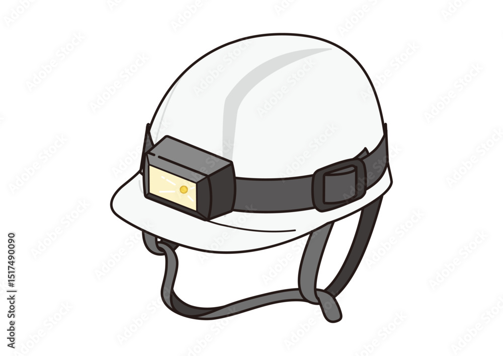 Fototapeta premium ヘッドライト付きの防災ヘルメットのイラスト