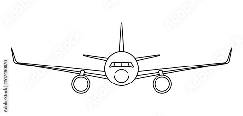 Simple Line Drawing of a Passenger Airplane Front View
