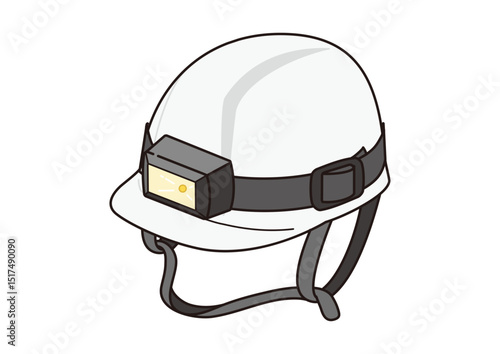 ヘッドライト付きの防災ヘルメットのイラスト
