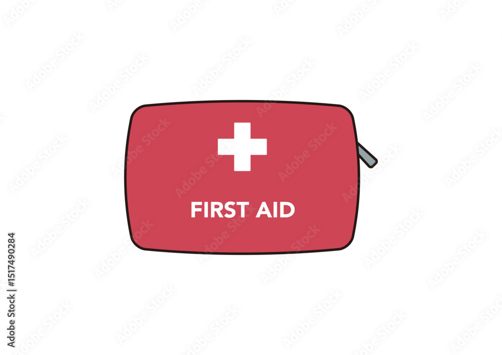 Fototapeta premium 救急セットポーチのイラスト・正面