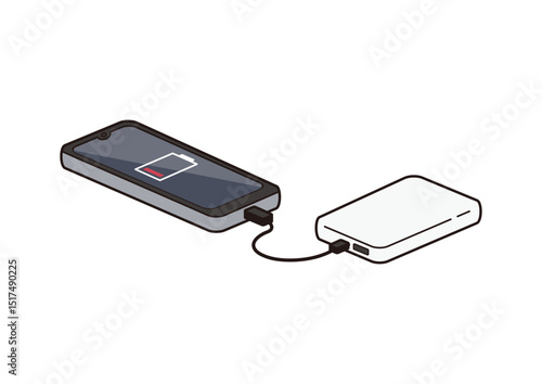 充電中のモバイルバッテリーのイラスト　0%