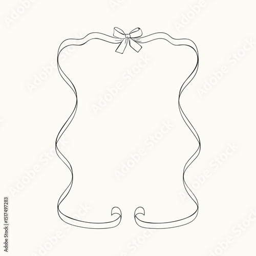 Retro frames made of ribbons and baets. Vector simple hand drawn illustration.