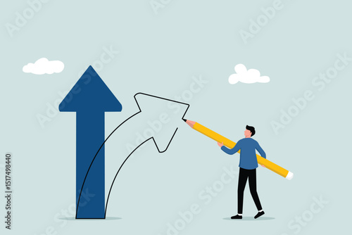 Change direction or career path to get the best opportunity, turn in a different direction, entrepreneurs draw new arrow metaphors about the direction of change.