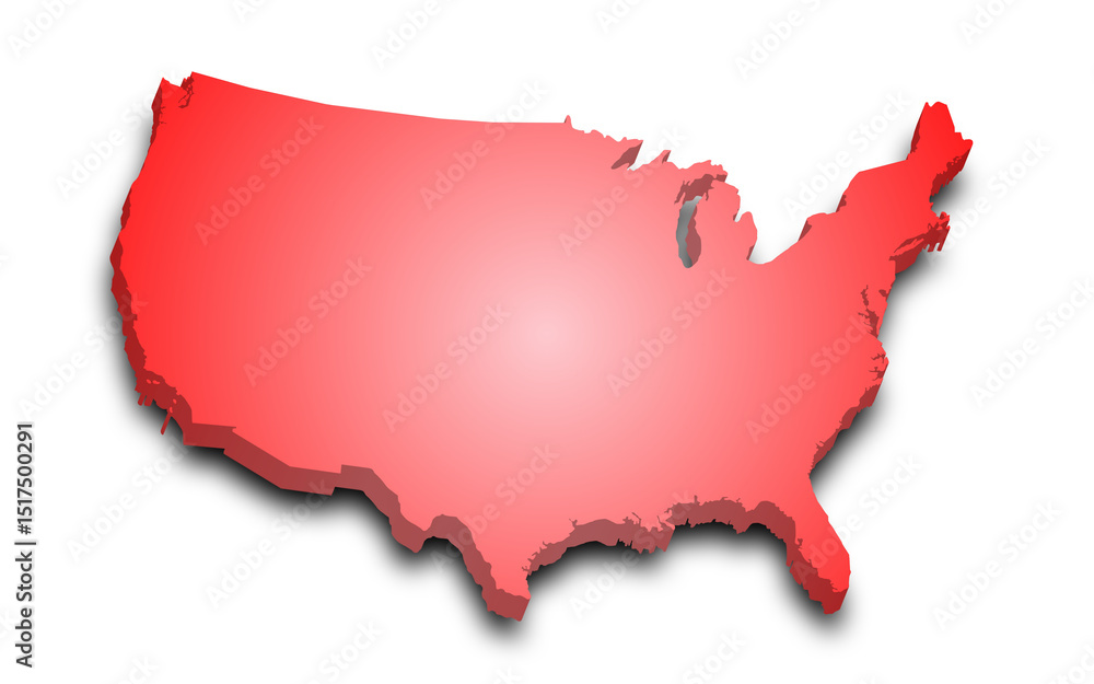 Fototapeta premium United States map, USA map, 3d Map of America country with color. United States of America, US, United States