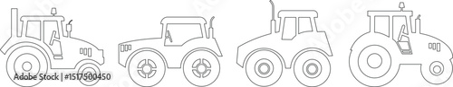Tractor Icon set Design with Editable Stroke. Suitable for Infographics, Web Pages, Mobile Apps, vector illustration. Agricultural tractor - transport for farm in flat style. on transparent background