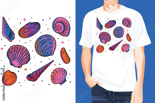 Colorful shells t-shirt design