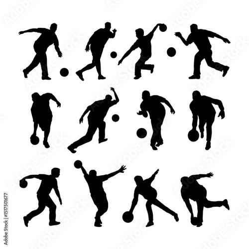 bowling silhouette stock vector