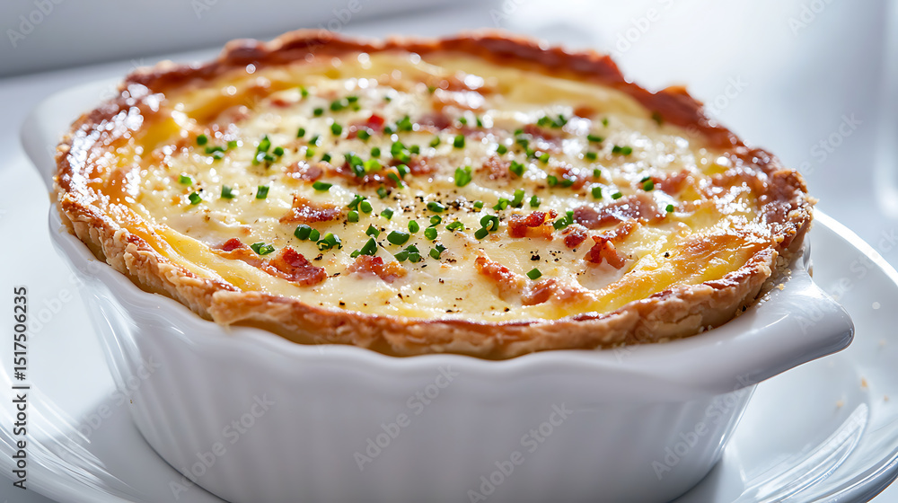Quiche Lorraine in a White Ceramic Dish Quiche Lorraine in a White Ceramic Dish