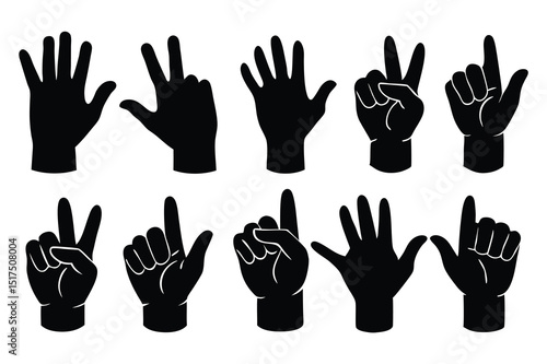  hand gestures Silhouette 10 set applause hi hello love you