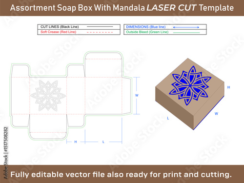 Mandala Pattern Assortment Soap Box Dieline Template